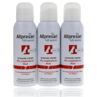 Abbildung von Allpresan Fuß spezial Nr. 7 Schaum Creme Pilz empfindliche Haut zur täglichen oder therapiebegleitenden Pflege bei zu Fußpilz neigender Haut, 125 ml (3)