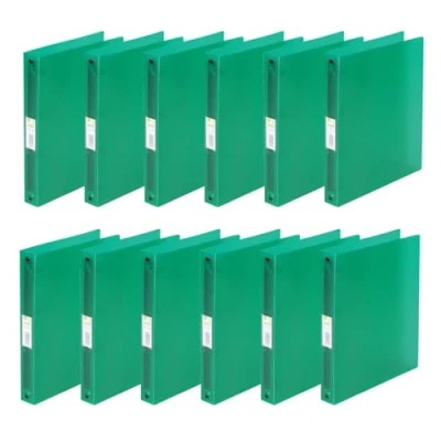 Abbildung von Q Connect KF02906 Ringbuch / 12 Stück/ A4 4 Ring 25 mm/Farbe: Grün Transparent/aus Starkem Transluzente PP Folie 31 mm Rücken/Ringhefter Plastik/Ringordner Schmal Dünne Ordner