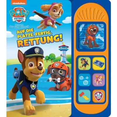 Abbildung von PAW Patrol Auf die Plätze, fertig, Rettung! Soundbuch Nickelodeon Pappbilderbuch mit 7 Geräuschen für Kinder ab 3 Jahren