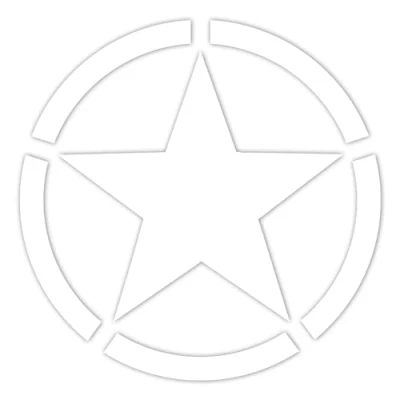 Abbildung von Finest Folia 2er Set Autoaufkleber Army Stern Sticker Folie für Auto Motorrad Anhänger Aufkleber US Star selbstklebend wetterfest Kfz Zubehör K167 (Weiß Glanz, 10x10cm)
