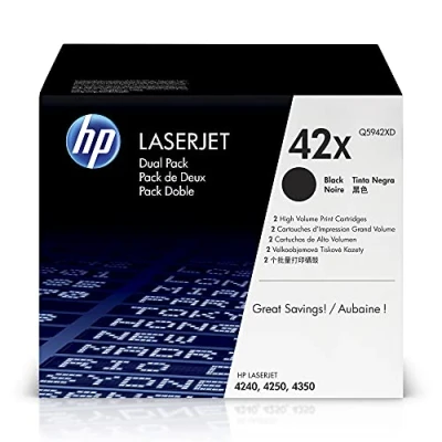 Abbildung von HP 42X 2er Pack (Q5942XD) Schwarz Original Toner mit hoher Reichweite für Laserjet 4200, 4250, 4350