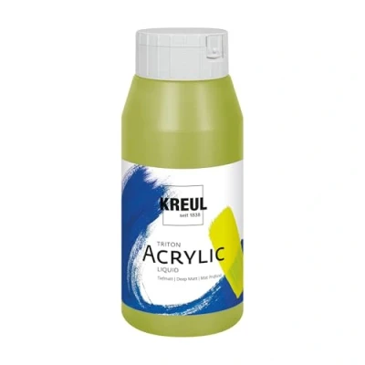 Abbildung von KREUL 17045 Solo Goya Triton Acrylfarbe olivgrün hell, 750 ml Flasche, schnell und matt trocknend, Farbe auf Wasserbasis, in Studioqualität, vielseitig einsetzbar, gut deckend ergiebig