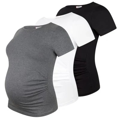 Abbildung von M.M.C. 3ER SET Tshirt basic, Damen, Größe: Medium, Schwarz weiß dunkelgrau