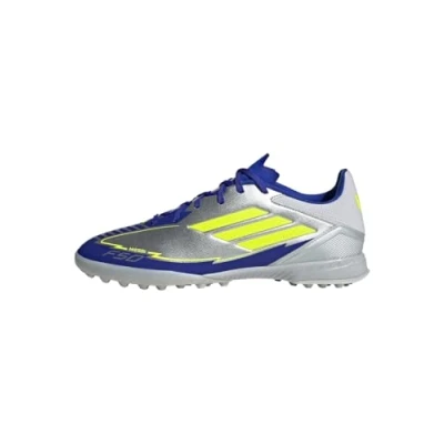 Abbildung von adidas Performance Messi F50 League Boots TURF Fußballschuh Multinocken, Herren, Größe: 43 1/3, Silver/yellow/blue Schuhe