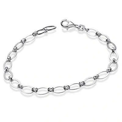 Abbildung von MATERIA Figaro Armband Frauen Silber 925 18cm Silberarmband Gliederarmband Armkette 5mm breit rhodiniert SA 102