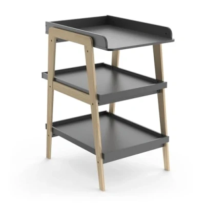 Abbildung von Demeyere Wickelkommode, minimalistisch, 2 Ablagen, Anthrazitgrau &amp; Kiefernholz, 101 x 58 72 cm