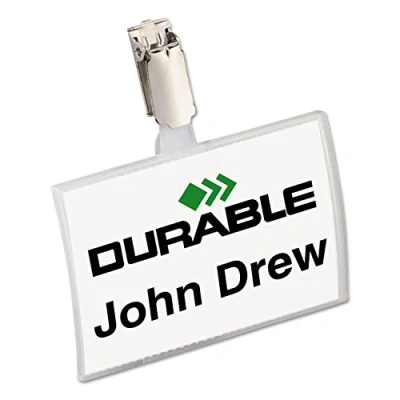 Abbildung von Durable Namensschild Click Fold, mit Clip, 54 x 90 mm, 70% recycl. PP, Packung à 25 Stück, 821619
