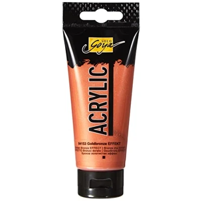 Abbildung von KREUL 84153 Solo Goya Acrylic, 100 ml Tube, goldbronze, cremige vielseitig einsetzbare Acrylfarbe in Studienqualität, auf Wasserbasis, schnell und matt trocknend, gut deckend, wasserfest