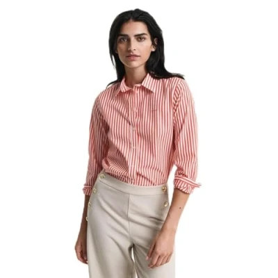 Abbildung von GANT REG Striped Hemdbluse, Damen, Größe: 40, Orange red