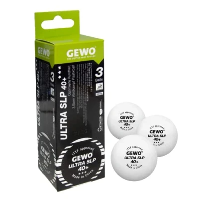 Abbildung von GEWO Ultra SLP Tischtennisbälle 3 Sterne Tischtennis Ball aus Plastik 40+ ohne Naht ITTF zertifizierte Wettkampf Bälle hochwertige Profi weiß, 40+mm Durchmesser
