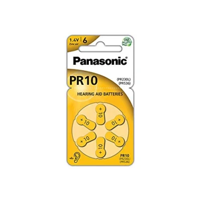 Abbildung von Panasonic PR10 Zink Luft Batterien für Hörgeräte, Typ 10, 1.4V, Hörgerätbatterien, 6 Stück, gelb