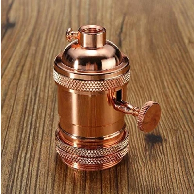 Abbildung von MASUNN E26/E27 Retro Vintage Edison Industrial Glühbirne Lampenhalter Sockel Mit Schalter Roségold