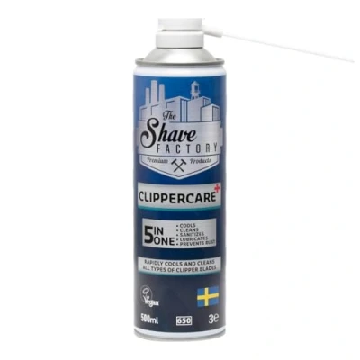 Abbildung von THE SHAVE FACTORY Clippercare 5 in 1 Spray 500ml Wartungsspray für Haarschneidemaschinen Kühlt, Reinigt &amp; Schmiert Klingenreiniger Schmiermittel Haarschneider Trimmer