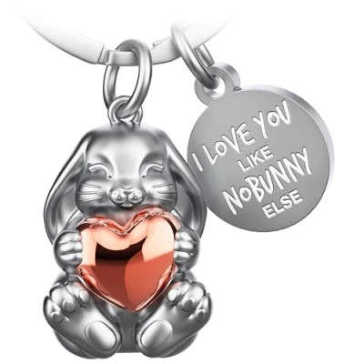 Abbildung von FABACH Hase Schlüsselanhänger Bunny mit Herz Glücksbringer Geschenke Freundin Partner Liebe Paare Jahrestag I love you like nobunny else