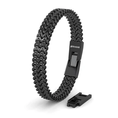Abbildung von SERASAR Armband Jungen Schwarz Männer Herren Armreif Armschmuck Edelstahl Schmuck Armkette Flecht Wickelarmband für Jungs Geburtstags Geschenk