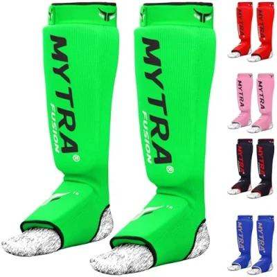 Abbildung von Mytra Fusion Schienbeinschoner kickboxen MMA muay thai Karate Pads Crossfit Boxen (S/M, Green)
