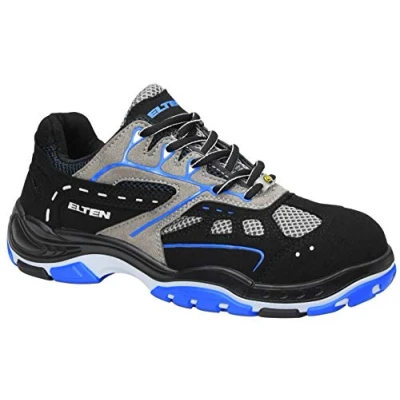 Abbildung von ELTEN Sicherheitsschuhe EASY blue ESD S1, Damen und Herren, Textil, Stahlkappe, leicht, sportlich, Schwarz/Blau, Größe: 40