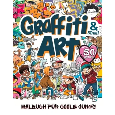 Abbildung von Graffiti &amp; Street Art Malbuch für coole Jungs Mädchen ab 12 Jahren 50 starke Motive zum Malen und Entspannen: Kinder 12, Teenager Erwachsene Perfektes Geschenk mehr Kreativität