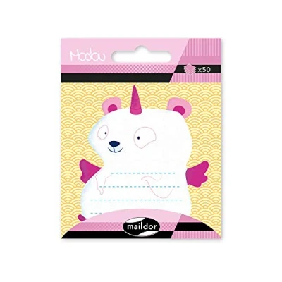 Abbildung von Clairefontaine Maildor MI041C Modou selbstklebender Haftnotizblock (1 Beutel mit 50 Haftnotizen, ideal für Ihre Notizen, 7 x 7cm, praktisch und einfach zum Verwenden, Einhorn Bär ) 1 Pack