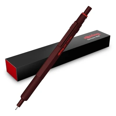 Abbildung von rOtring 600 Druckbleistift HB Mine, 0,5 mm Drehminenstift mit Vollmetallgehäuse Schokoladenbraun Rutschfeste, gerändelte Griffzone und Sechskantschaft