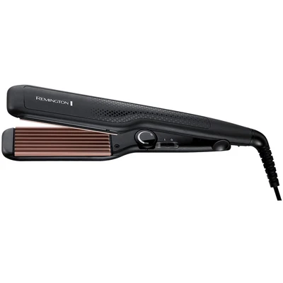 Abbildung von Remington Kreppeisen Zick Zack Wellen &amp; Volumen (37mm Stylingplatten, 150 220C für feines dickes Haar, antistatische Keramik Turmalin Beschichtung) Haarglätter / Glätteisen Lockenstab S3580