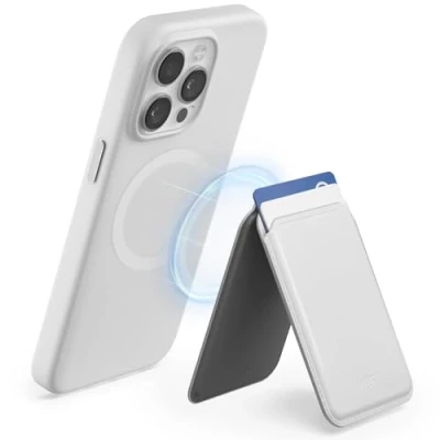 Abbildung von MOFT Magnetische Wallet Kompatibel mit MagSafe, Kartenhalterung Handy Ständer für iPhone 16/15/14/13/12 Serie, MOVAS Veganes Leder Handyhalter 2 Kartenhaltern (Misty Cove)