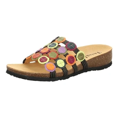 Abbildung von Think! Damen JULIA chromfrei gegerbte nachhaltige Pantolette, SCHWARZ/MULTICOLOUR 0000