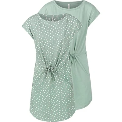 Abbildung von ONLY Damen Sommer Mini Kleid onlMAY S/S Dress 2er Pack Grösse XS S M L XL XXL Gestreift Schwarz 100% Baumwolle, Größe:XL, Farbe:Chinois Green