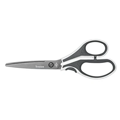 Abbildung von Wedo 9868 Edelstahlschere Cut it (21 cm Titanbeschichtung ergonomische Softtouch griffe) grau/weiß