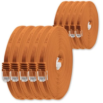 Abbildung von 2m orange 10 Stück Cat.6 Flaches Netzwerkkabel Cat6 Flachkabel Ultra Flach Patchkabel 1000 Mbit/s Gigabit LAN (RJ45) Slim Micro