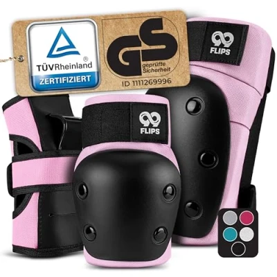 Abbildung von 99FLIPS inliner Schoner erwachsene mit GS [6er Set] DIVE M in Pink Damen schützer Knieschoner Kinder 12 Jahre protektoren Skateboard