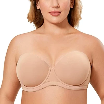 Abbildung von DELIMIRA Damen Trägerloser BH Bügel mit geformte Cups Natürlich 85C