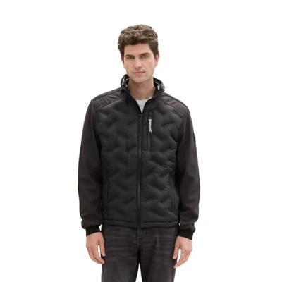 Abbildung von TOM TAILOR Herren 1041314 Übergangsjacke mit Kapuze im Stehkragen, 29999 Black, XL