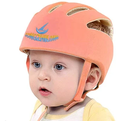 Abbildung von IULONEE Baby Helm Kleinkind Schutzhut Kopfschutz Baumwolle Hut Verstellbarer Schutzhelm (Orange)