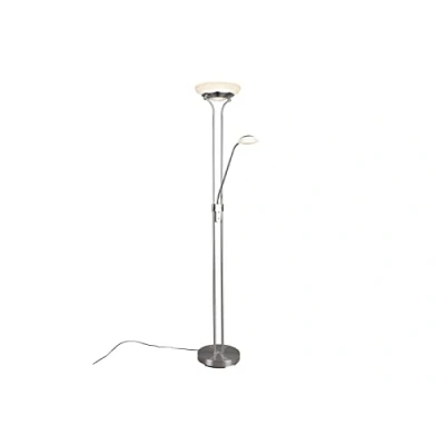 Abbildung von Reality Leuchten LED Stehleuchte Orson R40073507, Metall Nickel matt, Glas alabasterfarbig weiß, inkl. 27 Watt + 4.5 LED, Dimmer