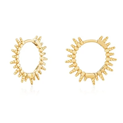 Abbildung von Ohrringe Silber 925 vergoldet. Sonnen Creolen, Schmuck Damen vergoldet mit 18 Karat (gold und silber), Creolen für Frauen Mädchen Durchmesser 18,5mm.