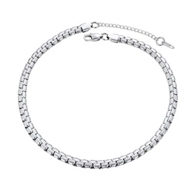 Abbildung von PROSTEEL Herren Erbskette 51cm Halskette Edelstahl 6mm breit massiv platte Venezianierkette Gliederkette silber Biker Punk Rock Schmuck für Männer Jungen