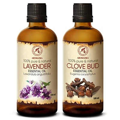 Abbildung von Ätherische Öle Set 2x100ml Ätherisches Lavendelöl und Nelkenöl Aromatherapie GeschenkSet für Diffuser Diffusers Seifenherstellung Kerzen Romantik Duftlampe