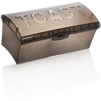 Abbildung von com four® Toastbrotbox Brotkasten für Toastbrot Brotdose Sandwichtoast Toast Box aus transparentem Kunststoff (1 Stück grau)