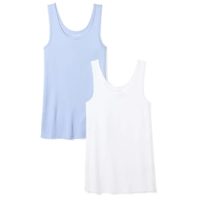 Abbildung von Amazon Essentials Damen Tanktop schlanke Passform, 2er Pack, Purpur/Weiß, L