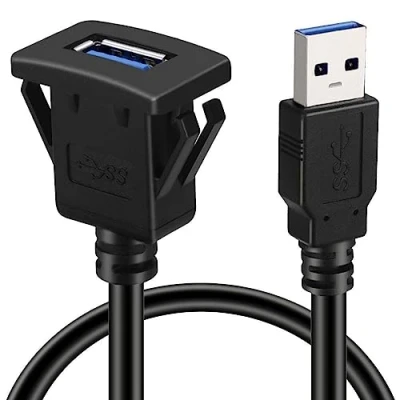 Abbildung von Baolongking USB Armaturenbrett Kabel für bündige Montage, 3.0, Verlängerungskabel Armaturenbrett, Auto, Boot, Motorrad (Square Single 3.0 1M)