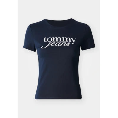 Abbildung von Tommy Jeans Essential LOGO TEE Tshirt print, Damen, Größe: 50, Dark night navy