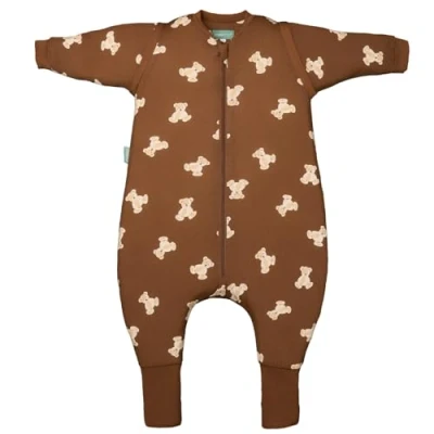 Abbildung von molis&amp;co Baby Schlafsack mit Füßen, abnehmbare Ärmel und Socken Babyschlafsack 1 tog Leicht gepolstert 100% Baumwolle (Oeko TEX 100), Premium Qualität Teddy Mocca (70 cm)
