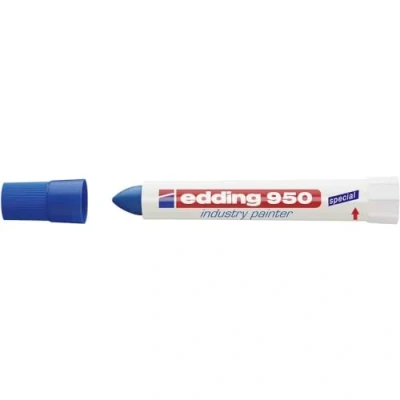 Abbildung von edding 950 Industrie Pastenmarker blau 10 Stifte Rundspitze mm Marker zum Beschriften von Metall, Stein, Holz raue oder nasse Oberflächen permanent, wasserfest