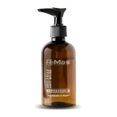 Abbildung von FemMas Haar Serum Arganöl &amp; Keratin 100ml I Anti Frizz Behandlung von trockenem, sprödem strapaziertem Haarkur gegen Spliss Haarbruch Argan Treatment für Glanz Geschmeidigkeit