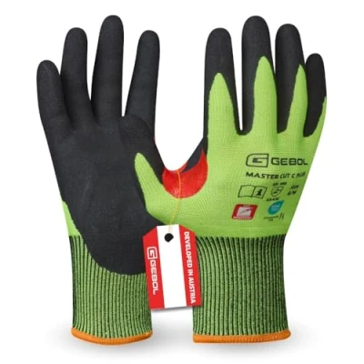 Abbildung von Gebol Master Cut C Plus Arbeitshandschuhe mit Schnittschutz Nitrilhandschuhe für Damen und Herren Größe M (Gr 8) Neon Gelb 1 Paar