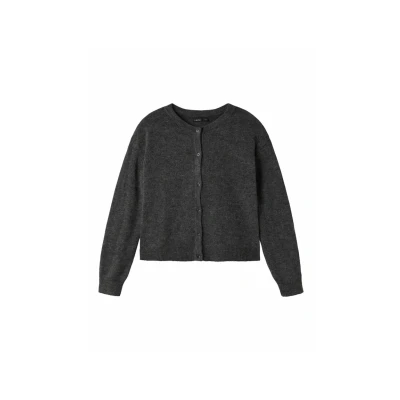 Abbildung von NAME IT Mädchen Nlflodet Ls Short Knit Cardigan Noos Strickjacke, Raven/Detail:14 1818, 134 140 EU