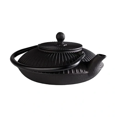 Abbildung von APS Teekanne &quot;ASIA&quot; aus Gusseisen, innen emailliert, inklusive Teesieb, ideal für 2 3 Tassen Abmessungen: 18 x 19,5 cm/Höhe: 15 cm/Volumen: 0,8 l (Schwarz)