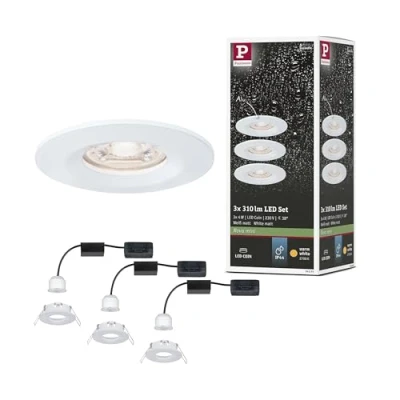 Abbildung von Paulmann 94299 Nova Mini LED Einbauleuchte Coin 3er Set rund starr 3x4W Deckeneinbaustrahler Weiߟ matt Einbaulampe Aluminium Warmweiß 2700K, 12 W
