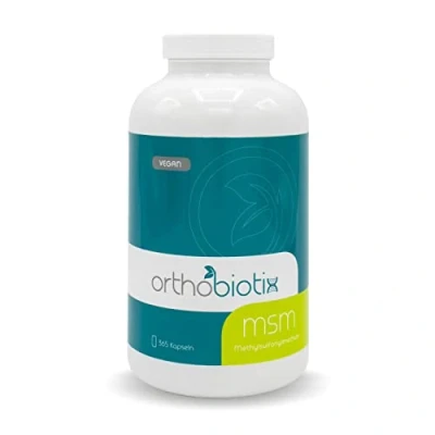 Abbildung von orthobiotix MSM 365 Kapseln Methylsulfonylmethan (hochdosiert) 1600mg Tagesdosis veganes Pulver
